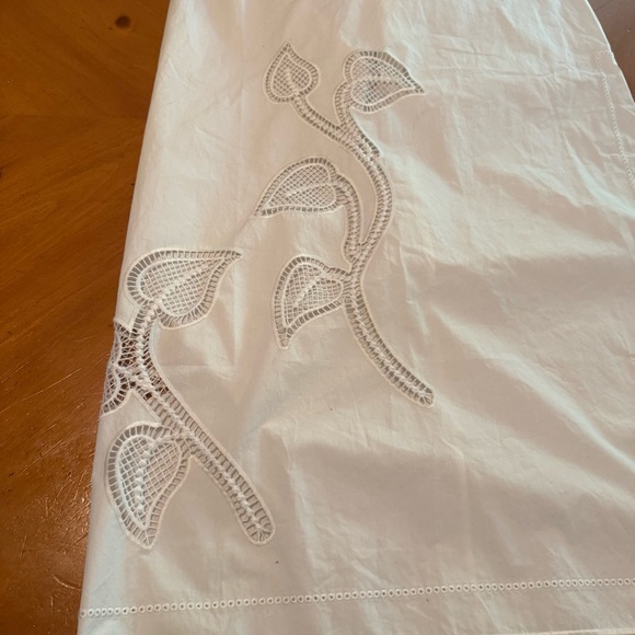 Venroy Cotton Maxi Skirt in White Sz L Floral Embroidered Side Slit Semi Sheer - Picture 5 of 15